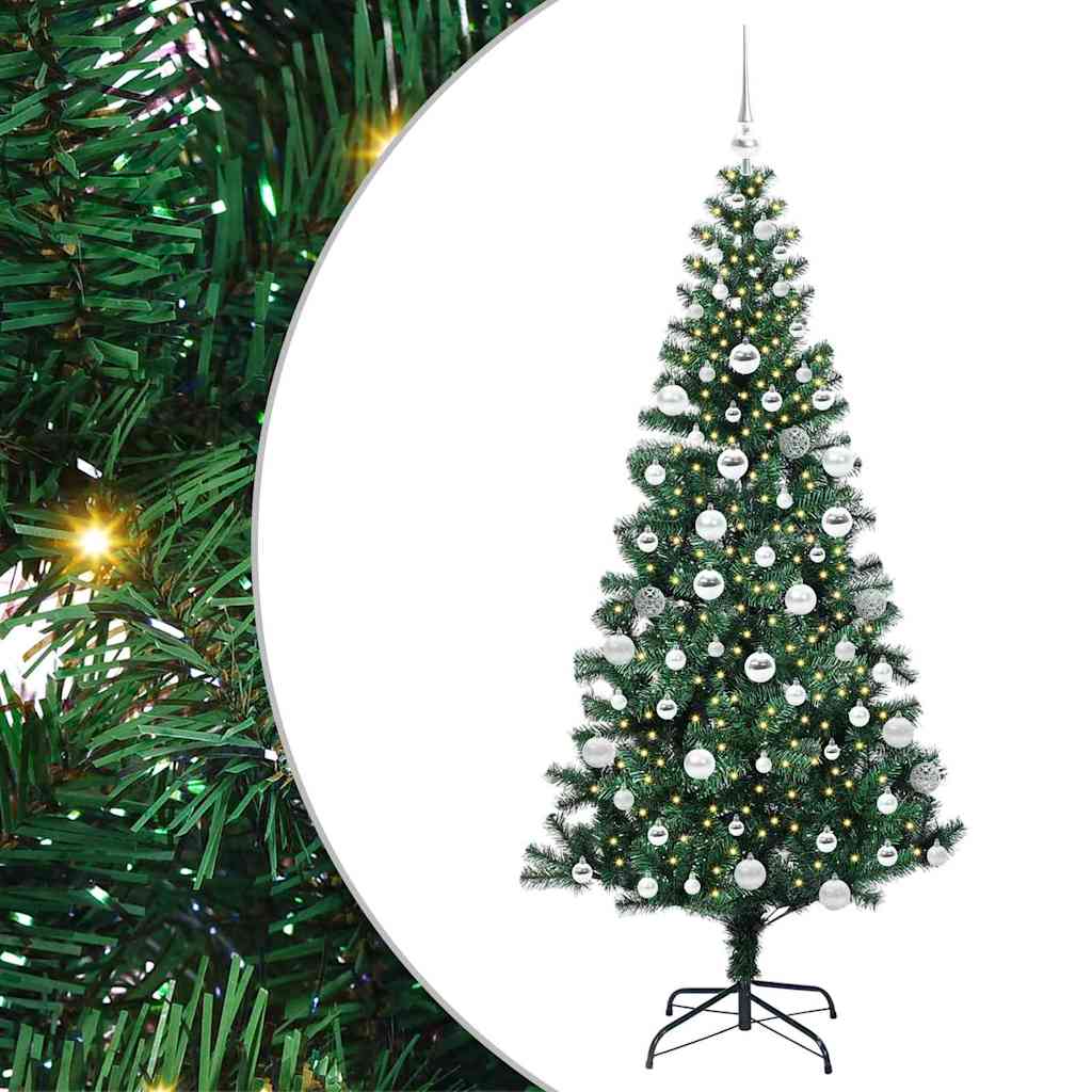 Artificial Pre-lit Christmas Tree Green 180 cm PVC and Metal