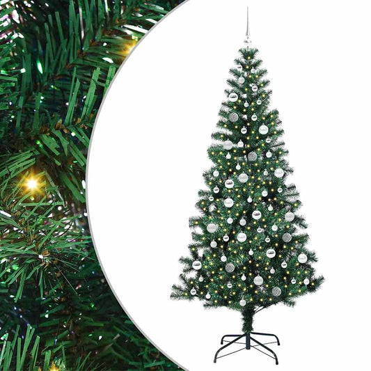 Artificial Pre-lit Christmas Tree Green 210 cm PVC and Metal