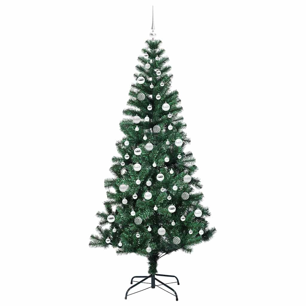 Artificial Pre-lit Christmas Tree Green 210 cm PVC and Metal