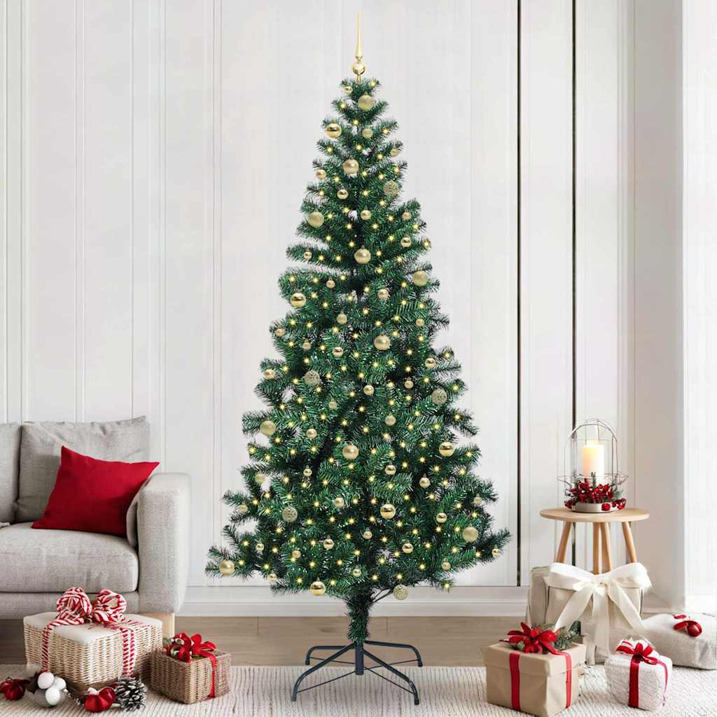 Artificial Pre-lit Christmas Tree Green 240 cm PVC and Metal