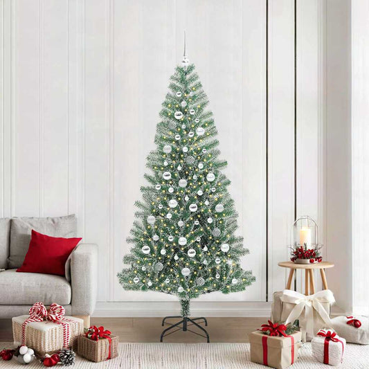 Artificial Christmas Tree Snow Flocked with LED Light 210 cm