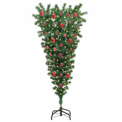 Upside-down Artificial Pre-lit Christmas Tree with Ball Set PVC