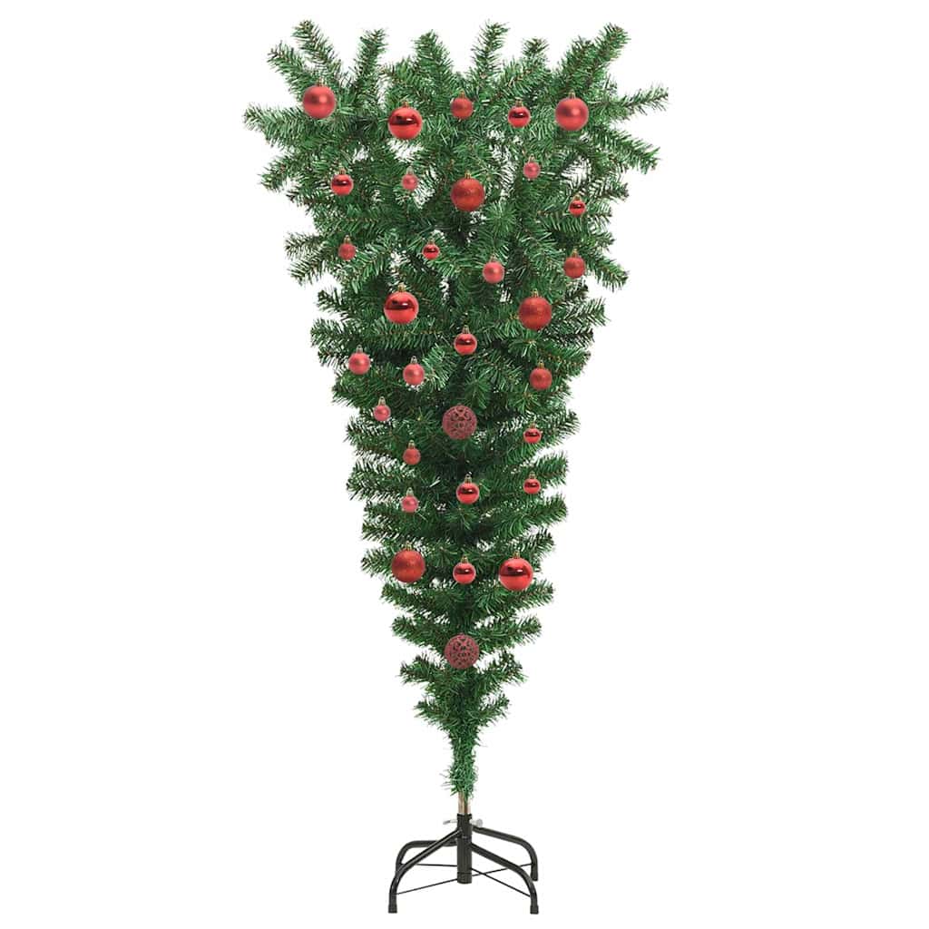 Upside-down Artificial Pre-lit Christmas Tree with Ball Set PVC