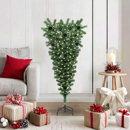 Upside-down Artificial Pre-lit Christmas Tree with Ball Set PVC