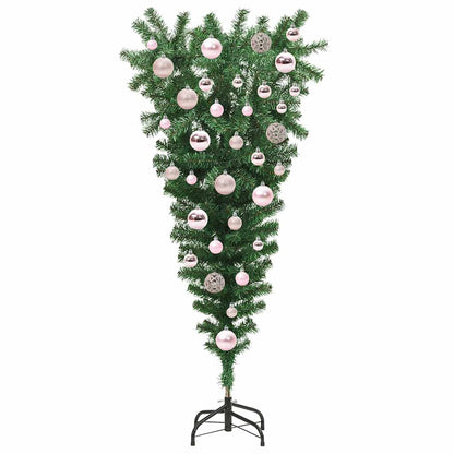 Upside-down Artificial Pre-lit Christmas Tree with Ball Set PVC