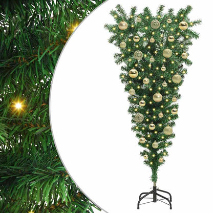 Upside-down Artificial Pre-lit Christmas Tree with Ball Set PVC