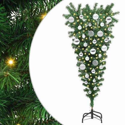 Upside-down Artificial Pre-lit Christmas Tree with Ball Set PVC