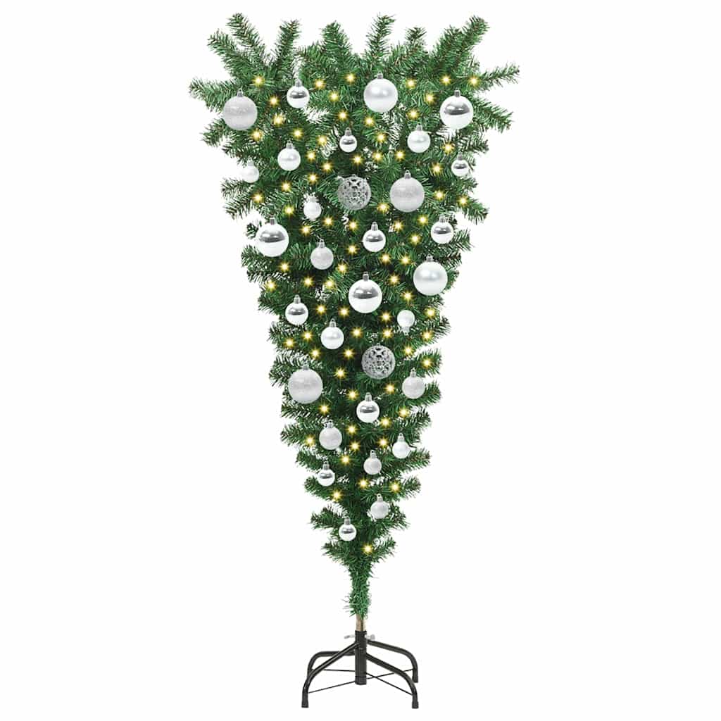 Upside-down Artificial Pre-lit Christmas Tree with Ball Set PVC
