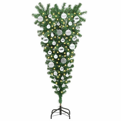 Upside-down Artificial Pre-lit Christmas Tree with Ball Set PVC