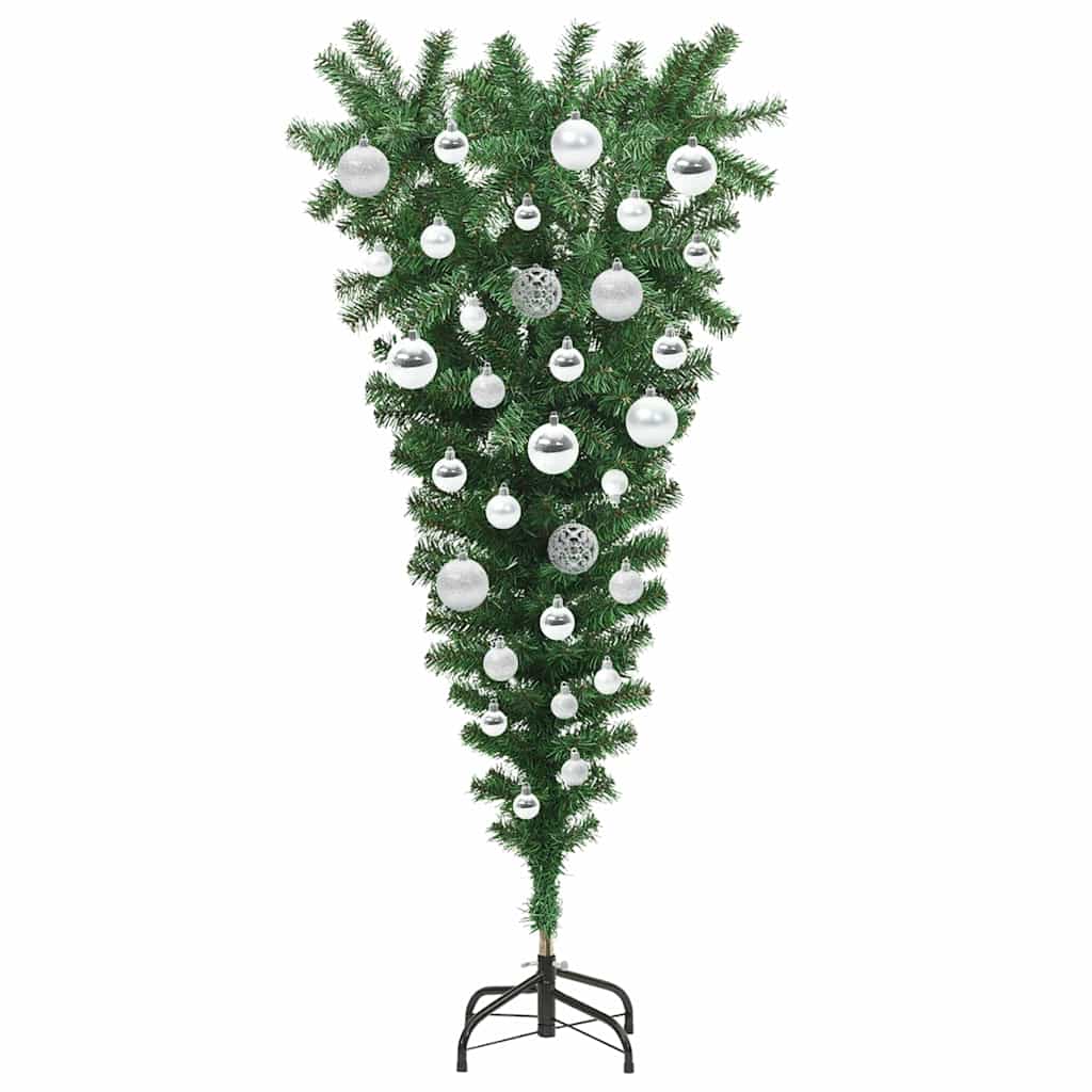 Upside-down Artificial Pre-lit Christmas Tree with Ball Set PVC