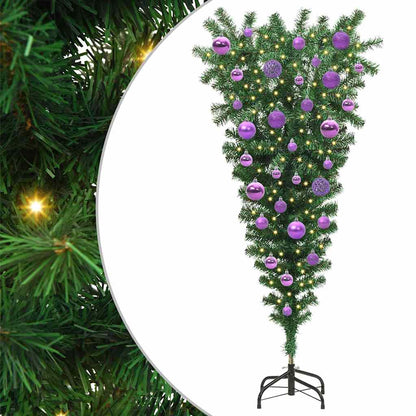 Upside-down Artificial Pre-lit Christmas Tree with Ball Set PVC