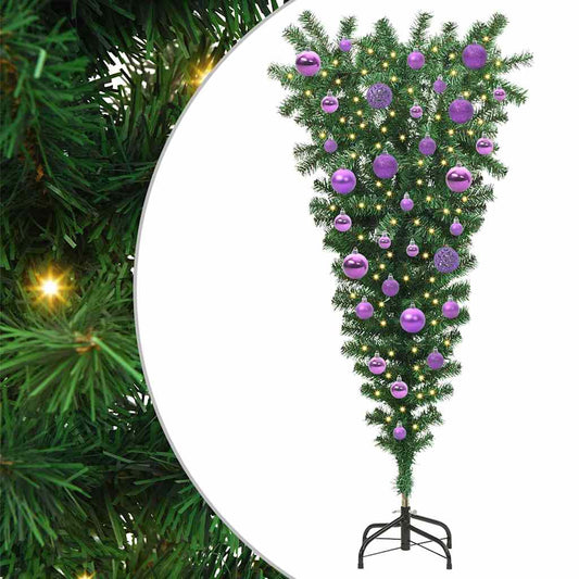 Upside-down Artificial Pre-lit Christmas Tree with Ball Set PVC