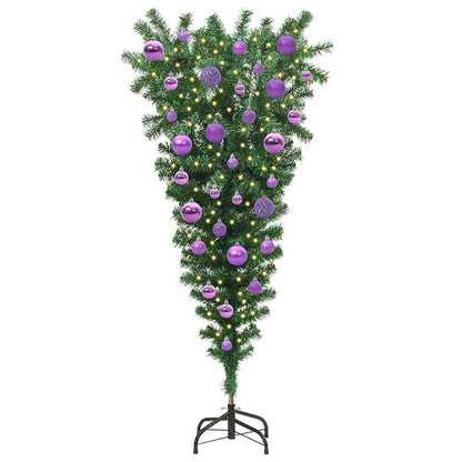 Upside-down Artificial Pre-lit Christmas Tree with Ball Set PVC