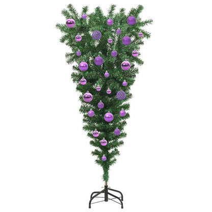 Upside-down Artificial Pre-lit Christmas Tree with Ball Set PVC