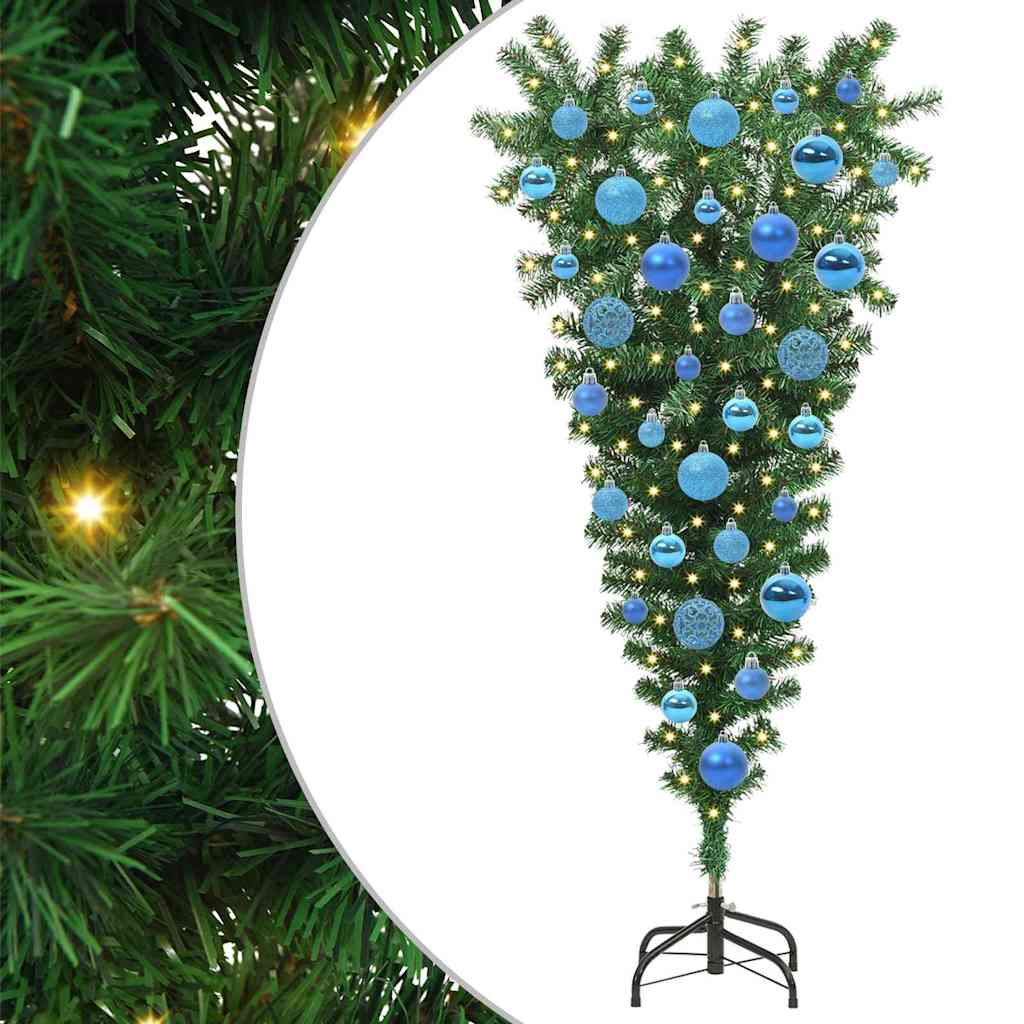 Upside-down Artificial Pre-lit Christmas Tree with Ball Set PVC