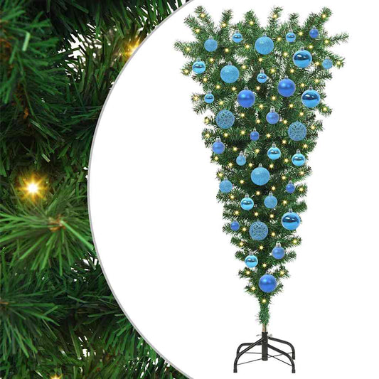 Upside-down Artificial Pre-lit Christmas Tree with Ball Set PVC