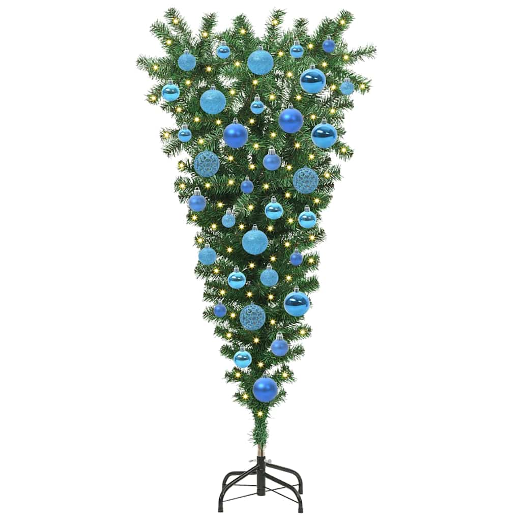 Upside-down Artificial Pre-lit Christmas Tree with Ball Set PVC