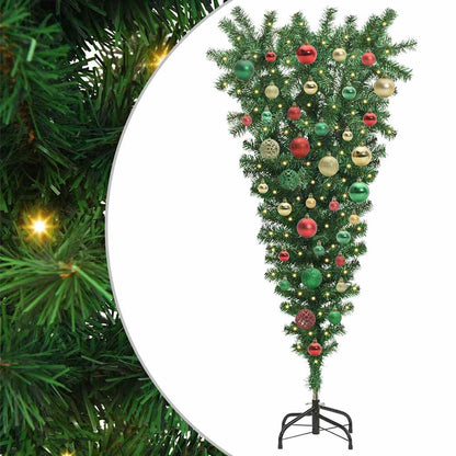 Upside-down Artificial Pre-lit Christmas Tree with Ball Set PVC