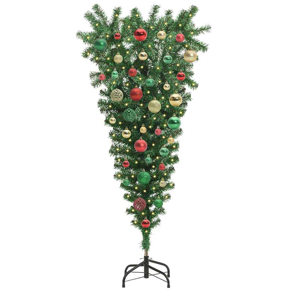 Upside-down Artificial Pre-lit Christmas Tree with Ball Set PVC