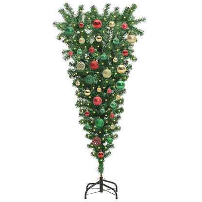 Upside-down Artificial Pre-lit Christmas Tree with Ball Set PVC