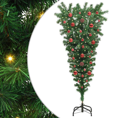 Upside-down Artificial Pre-lit Christmas Tree with Ball Set PVC