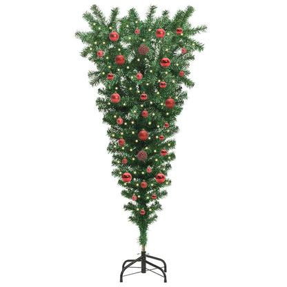 Upside-down Artificial Pre-lit Christmas Tree with Ball Set PVC