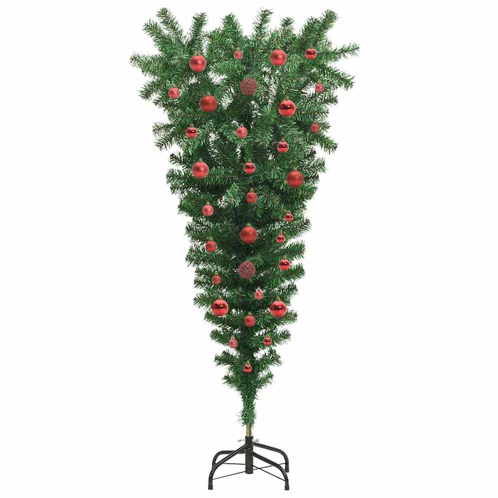 Upside-down Artificial Pre-lit Christmas Tree with Ball Set PVC