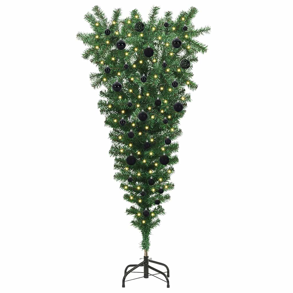 Upside-down Artificial Pre-lit Christmas Tree with Ball Set PVC