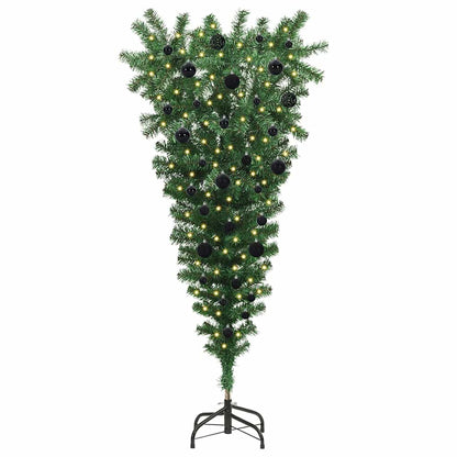 Upside-down Artificial Pre-lit Christmas Tree with Ball Set PVC