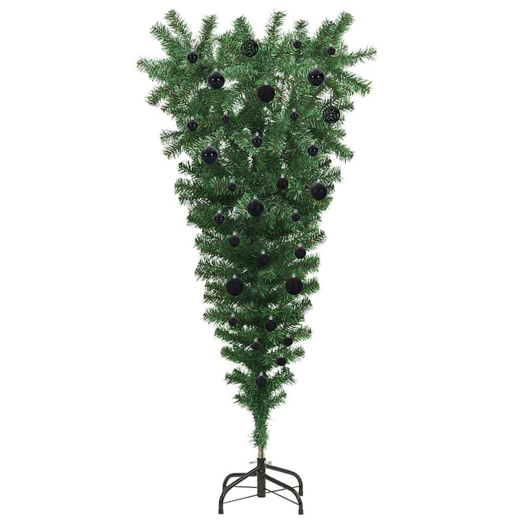 Upside-down Artificial Pre-lit Christmas Tree with Ball Set PVC