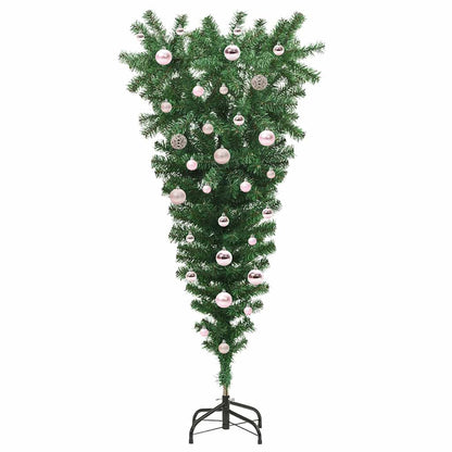 Upside-down Artificial Pre-lit Christmas Tree with Ball Set PVC