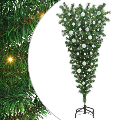 Upside-down Artificial Pre-lit Christmas Tree with Ball Set PVC