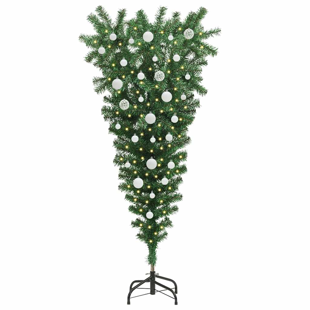 Upside-down Artificial Pre-lit Christmas Tree with Ball Set PVC