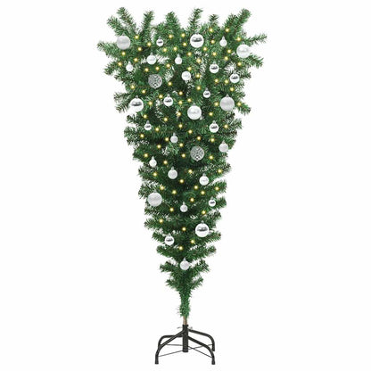 Upside-down Artificial Pre-lit Christmas Tree with Ball Set PVC