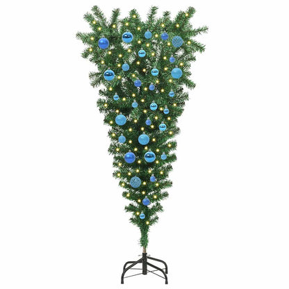 Upside-down Artificial Pre-lit Christmas Tree with Ball Set PVC