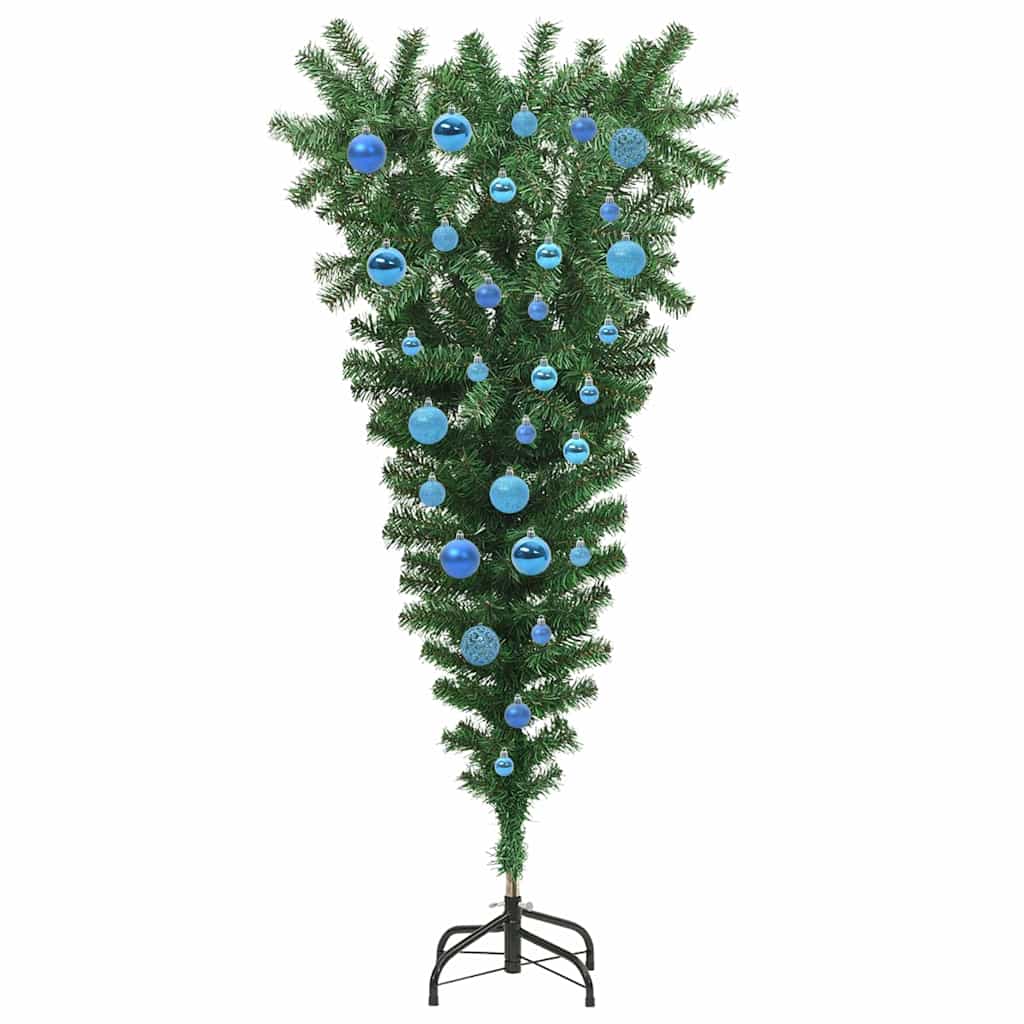 Upside-down Artificial Pre-lit Christmas Tree with Ball Set PVC