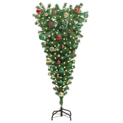 Upside-down Artificial Pre-lit Christmas Tree with Ball Set PVC