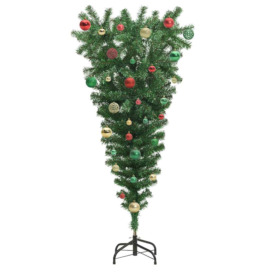 Upside-down Artificial Pre-lit Christmas Tree with Ball Set PVC