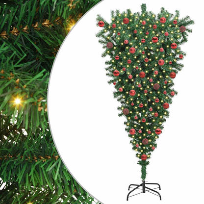 Upside-down Artificial Pre-lit Christmas Tree with Ball Set PVC
