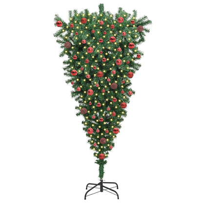 Upside-down Artificial Pre-lit Christmas Tree with Ball Set PVC