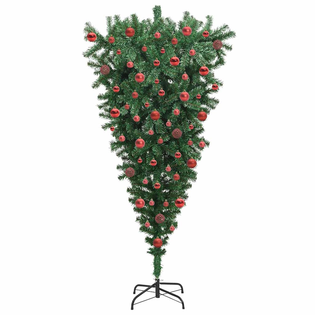 Upside-down Artificial Pre-lit Christmas Tree with Ball Set PVC