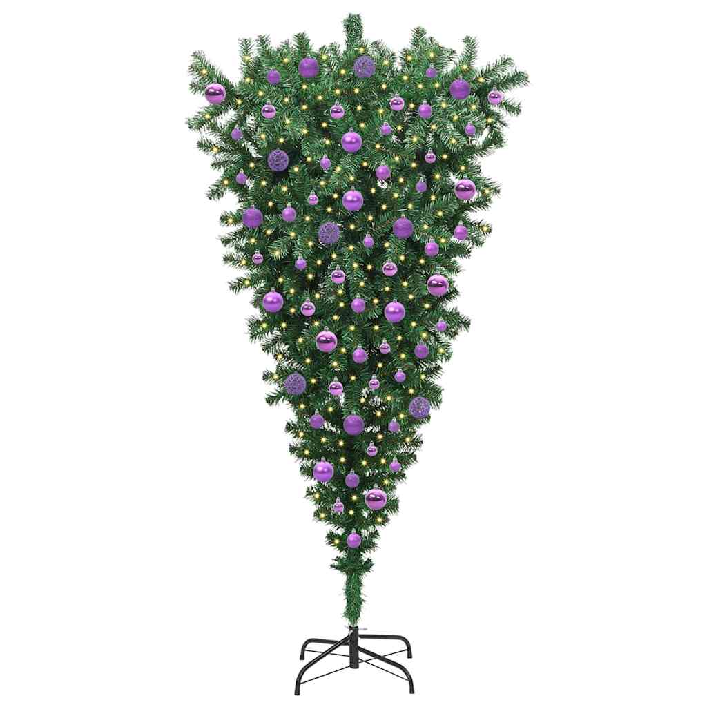 Upside-down Artificial Pre-lit Christmas Tree with Ball Set PVC