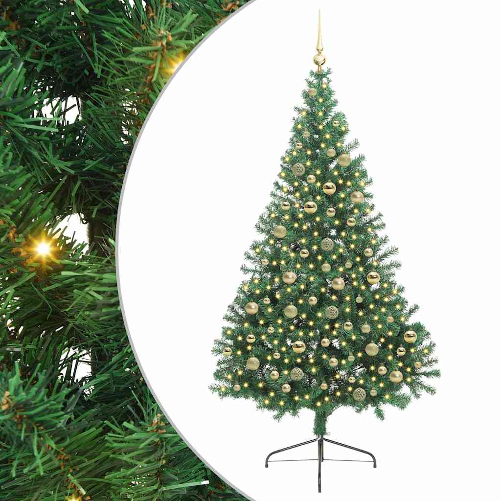 Artificial Pre-lit Christmas Tree Green 210 cm PVC