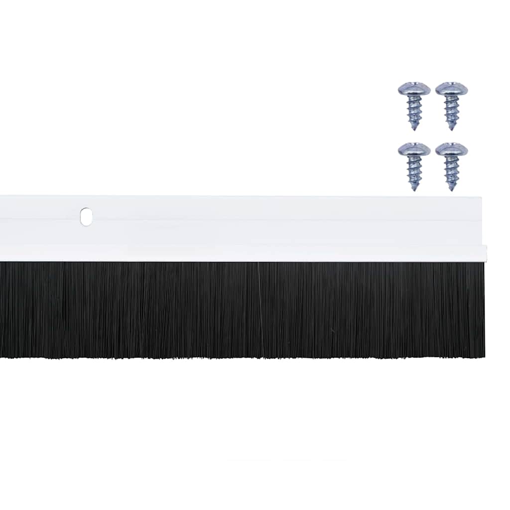 Screw-on Door Brush Seals 6 pcs White 100 cm Aluminium Alloy