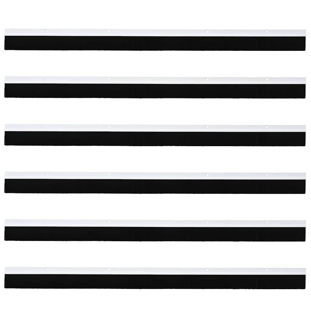 Screw-on Door Brush Seals 6 pcs White 100 cm Aluminium Alloy