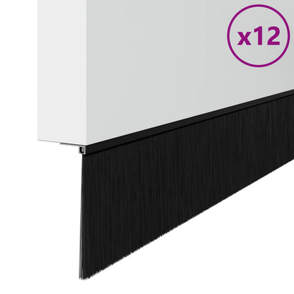 Self-adhesive Door Brush Seals 12 pcs Black 100 cm