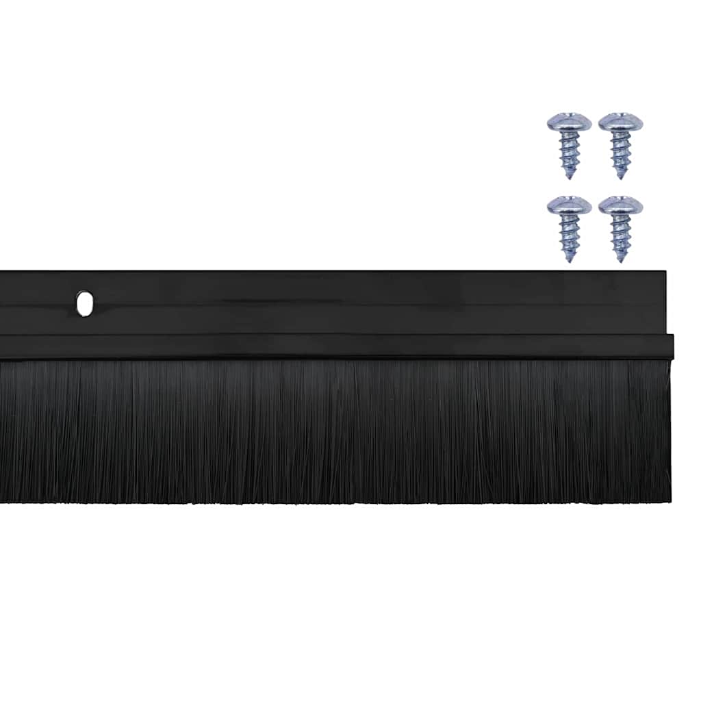 Screw-on Door Brush Seals 2 pcs Black 100 cm Aluminium Alloy