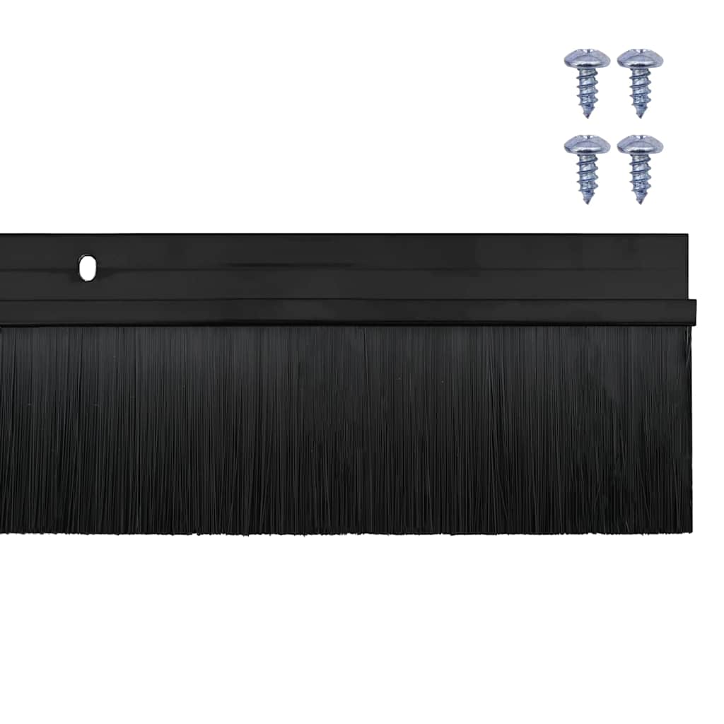 Screw-on Door Brush Seals 6 pcs Black 100 cm Aluminium Alloy
