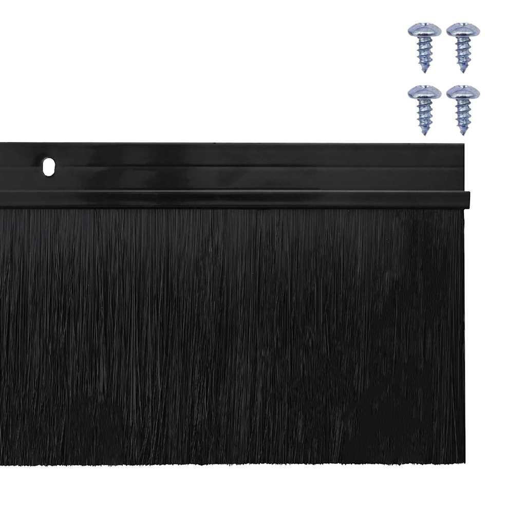 Screw-on Door Brush Seals 6 pcs Black 100 cm Aluminium Alloy