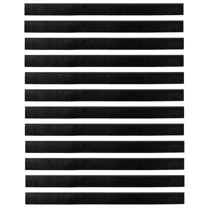 Screw-on Door Brush Seals 12 pcs Black 100 cm Aluminium Alloy